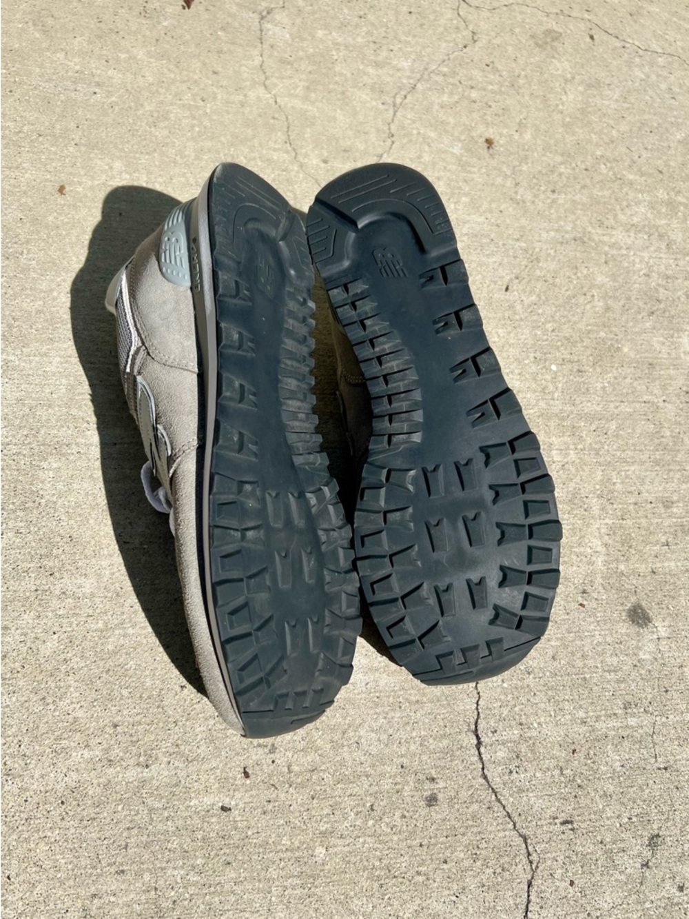 New Balance Men's Gray Suede and Light Gray Mesh Sneakers - Picture 4 of 5